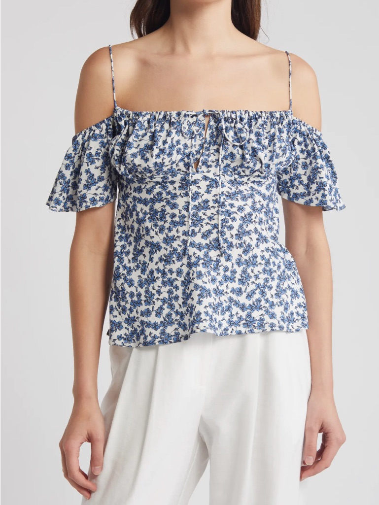Nwot Menton Top In Leilani & Mid Blue